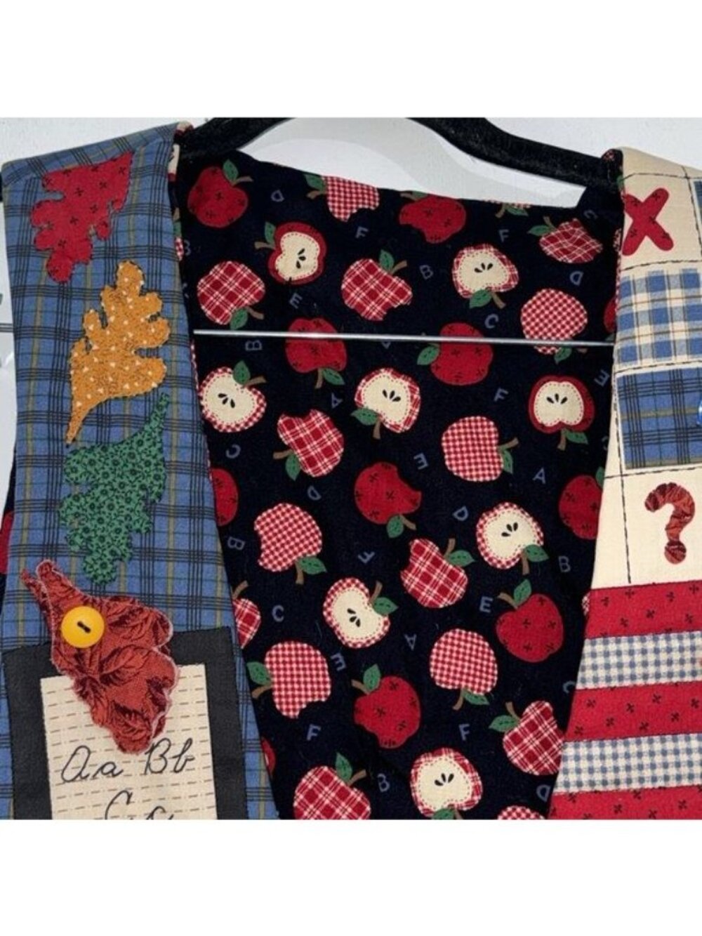 Vintage Apple & Alphabet Themed Patchwork Vest - Picture 2 of 10